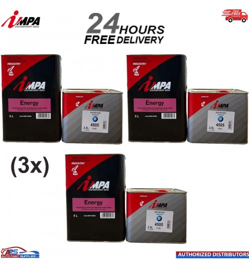 3X IMPA 2K MS Clearcoat / LACQUER With Hardener 7.5 Litre kit